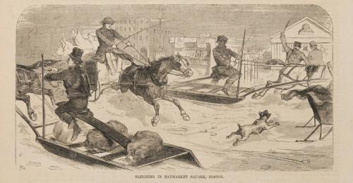 Sleighing in Haymarket Square, Boston