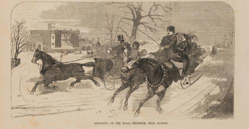 Sleighing on the road, Brighton, near Boston