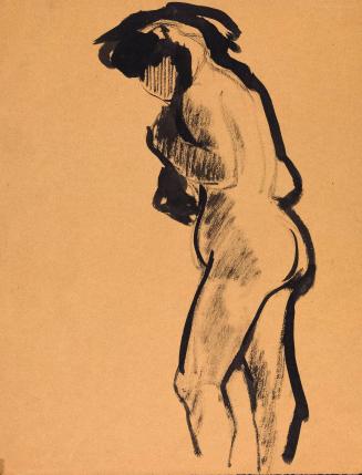 Nude study from the back of a standing woman
