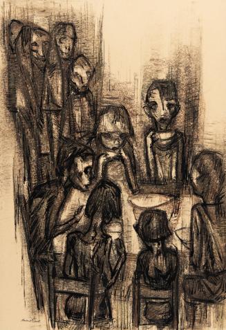 Study of figures at a table
