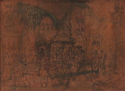 East Side Scene with Horse-Drawn Carousel