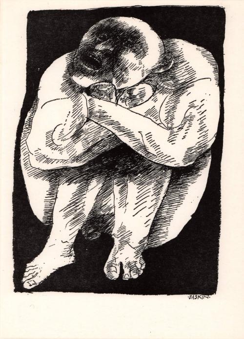 untitled [grotesque, seated male figure]