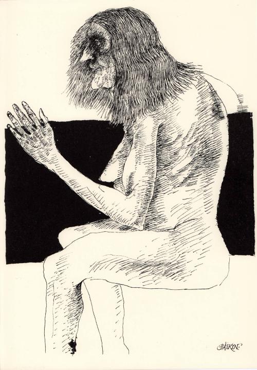 untitled [grotesque, seated female figure]