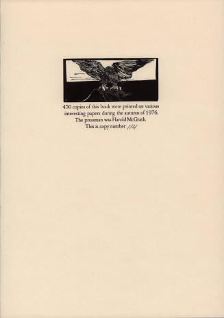 Colophon, Demons, Imps & Fiends, 19 Drawings by Leonard Baskin