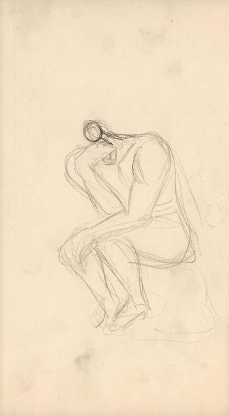 (11)  untitled [sketch, figure posed like Rodin’s “The Thinker”]