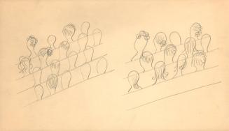 (18) untitled [sketches of heads and hairdos in pews]