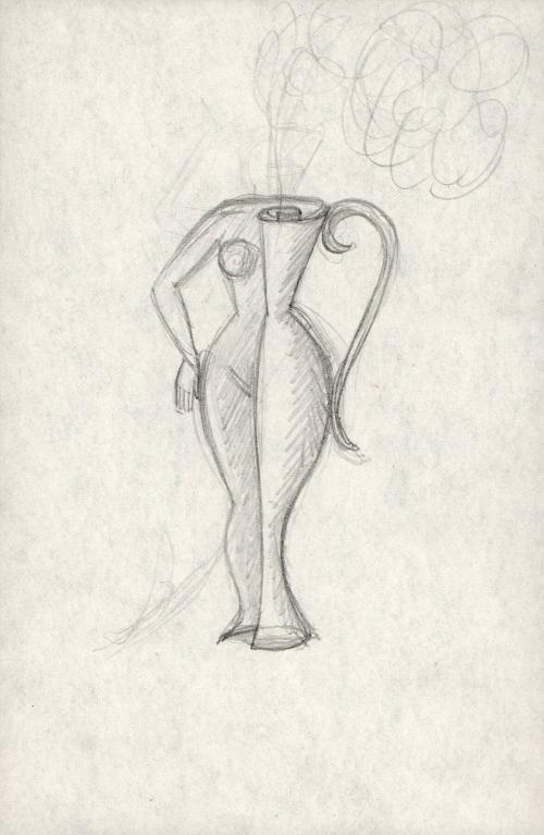 (32)  untitled [sketch, nude female figure/vase]