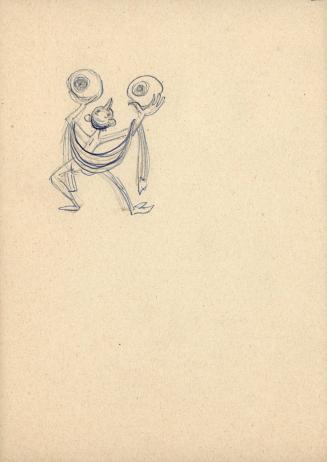 (34)  untitled [sketch, man holding up eyeballs]