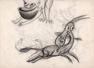 (38)  untitled [sketches, centaur-like creature riding itself; verso, sketch]