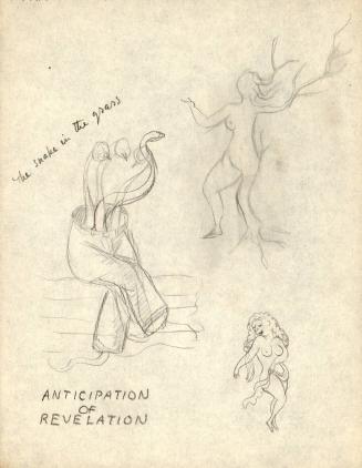 (43)  untitled [three sketches, “The Snake in the Grass” and “Anticipation of Revelation”]