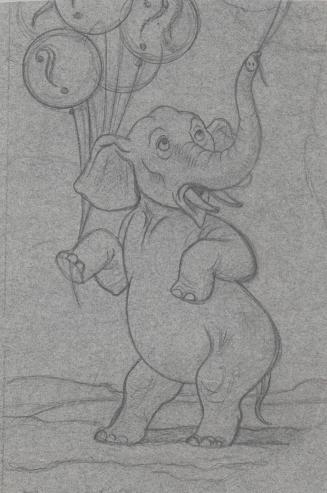 (120) untitled [sketch, elephant with balloons (each balloon has a “?” mark on it]