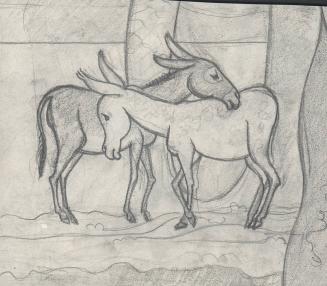 (129) untitled [sketch, two donkeys]
