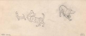 (133) untitled [sketch, three dogs in various poses]