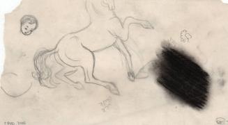 (140) untitled [various sketches and doodles, horse (partial, missing head), study of a child’s head]