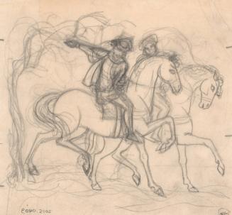 (146) untitled [sketch, two horses with riders]