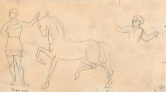 (148) untitled [sketch, horse and two figures]
