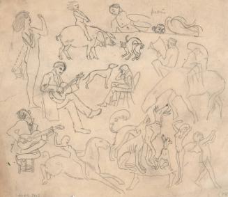 (149) untitled [various sketches, figures and animals]