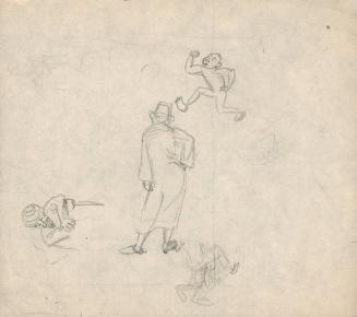 (152) untitled [sketches of Middle Eastern men and a running man]