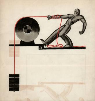 (182) untitled [sketch, [“5”] Study of man with pulley and weights]