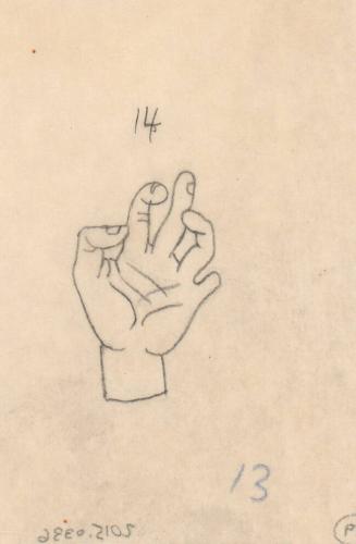 (79) untitled [sketch, hand with partially cut off pinky finger]