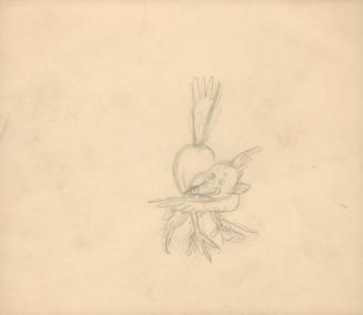 (155)  untitled [sketch, bird character pointing; verso sketches ]