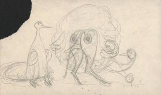 (148)  untitled [sketch, two bird characters, fanny with face]