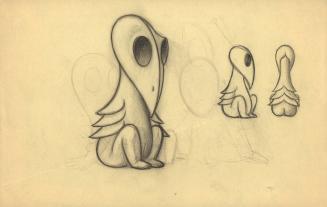 (156)  untitled [sketch, stylized bird creature]