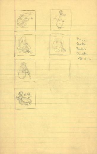 (68)  untitled [sketch, seven thumbnails of musical instruments]