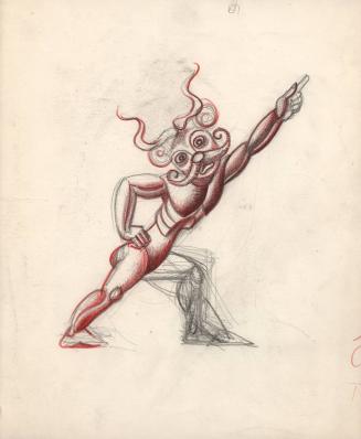 (81)  untitled [sketch, figure with beast head striking a pose; verso light sketch]