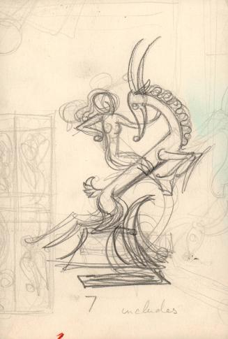 (89)  untitled [sketch, gazelle and female rider]