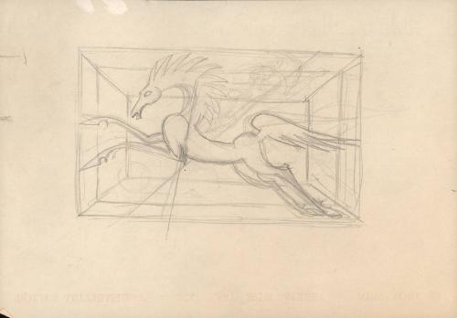 (90)  untitled [sketch, horse in a box]