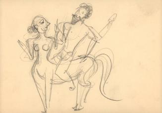 (91)  untitled [sketch, man riding a female centaur]