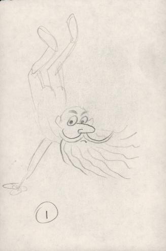 (108)  untitled [sketch, free-falling figure of an old man]