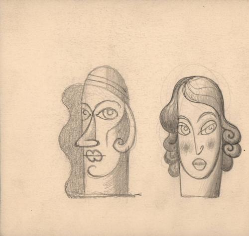 (109)  untitled [sketch, two heads male and female]