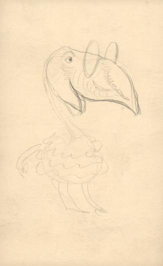 (116)  untitled [sketch, bird wearing glasses]