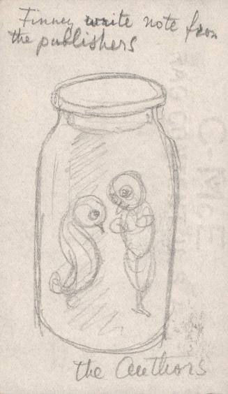 (165)  untitled [sketch, two bird/creatures in a jar]