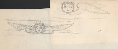 (170)  untitled [sketch, woman’s head with wings - angel]