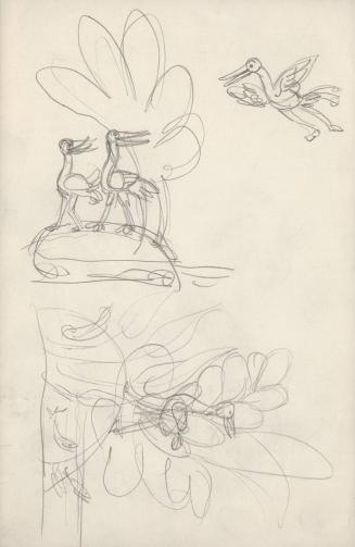 (177)  untitled [sketches, birds; verso sketch of a reclining figure ]