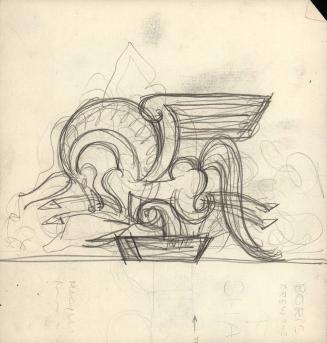 (195)  untitled [sketch, stylized Pegasus]