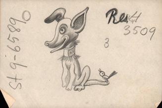 (197)  untitled [sketch, dog with bird on his tail]