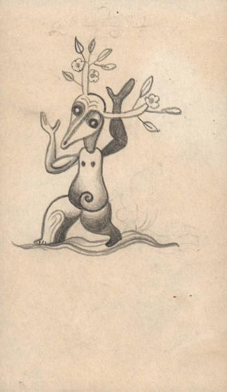 (230)  untitled [sketch, figure with dear head and antlers]
