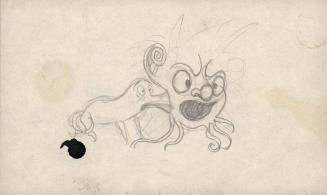 (263)  untitled [sketch, startled alien-like creature with face at the end of its nose]