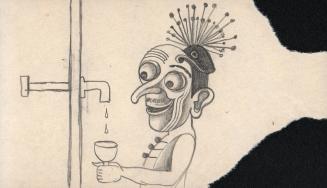 (266)  untitled [sketch, man getting a drink, drip-by-drip]