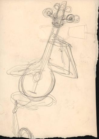(278)  untitled [sketch, sitar with personality; verso, sketch of nudes and black test spots]