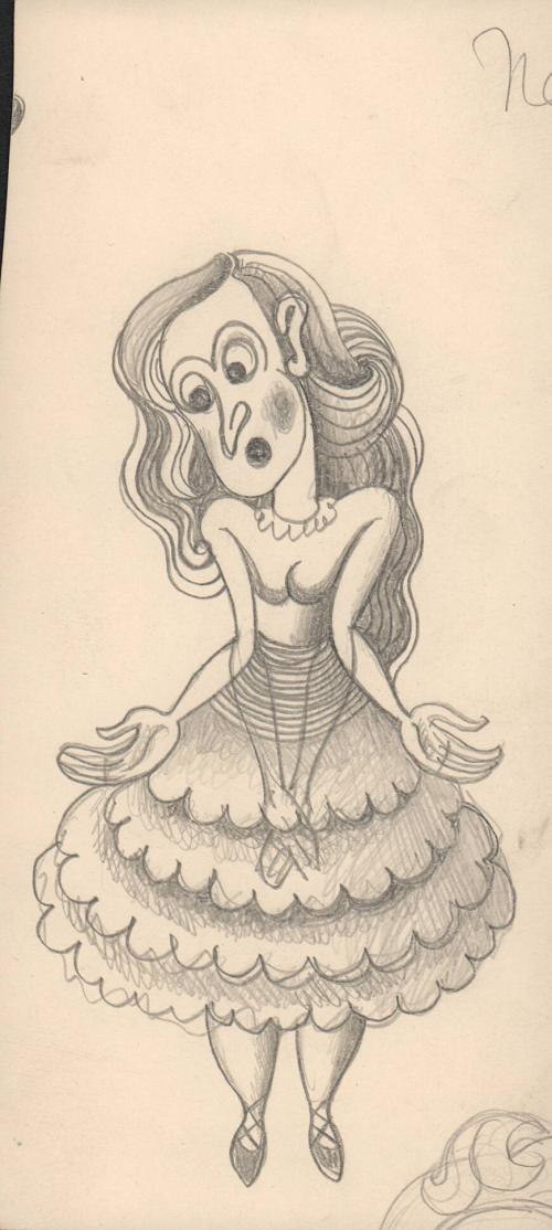 (306) untitled [sketch, woman wearing ruffled skirt]