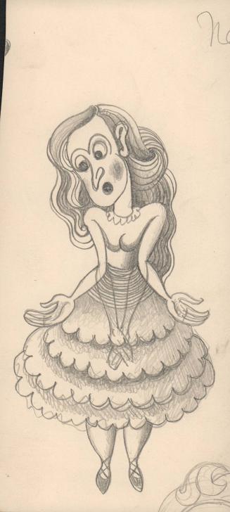 (306) untitled [sketch, woman wearing ruffled skirt]