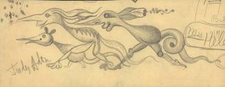 (338) untitled [sketch, three two-legged long-nose n’ tailed creatures running]