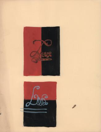 (50) untitled [book cover design, two red and black studies with stylized lettering “L”]