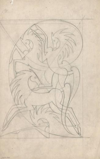 (59)  untitled [sketch; arrangement of four stylized horses]