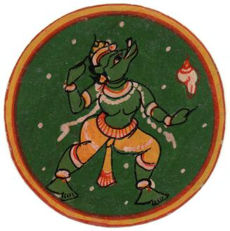 [Hindu Dashavatara Ganjifa playing card, Varaha, Shell suit, court card, mantrî (minister)]